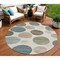 Homeroots 8' Ivory Fern Green And Teal Blue Round Geometric Washable Indoor Outdoor Area Rug 630575 - alternate 1