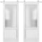 Sartodoors Sliding Double Barn Doors with Hardware, Lucia 22 White Silk with Frosted Opaque Glass, 13FT Rail LUCIA22DB-S-BEM-60 x 96 (2* 30x96)-Frosted Glass - alternate 1