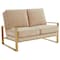Leisuremod Jefferson Contemporary Velvet Loveseat with Gold Frame, Beige JAG53BG - alternate 1