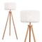 Jonathan Y Adriel 52" Mid-Century Modern Tripod Wood w/Ribbed Cocoon Pumpkin Shade LED Floor Lamp, White/Light B JYL4201B - alternate 1