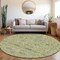 Homeroots 8' Mint Green Brown And Gray Round Floral Washable Indoor Outdoor Area Rug 603475 - alternate 9