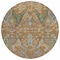 Homeroots 8' Copper Green And Beige Round Floral Washable Indoor Outdoor Area Rug 605279 - alternate 8