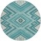 Homeroots 8' Teal Blue And Ivory Round Tribal Washable Indoor Outdoor Area Rug 598156 - alternate 7