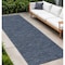 Homeroots 8' Navy Blue And Ivory Geometric Indoor Outdoor Runner Rug 552706 - alternate 8