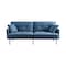 Homeroots 85" Blue Polyester Blend Convertible Futon Sleeper Sofa And Toss Pillows With Silver Legs 544953 - alternate 1