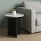Homeroots 23" White and Black Faux Terrazzo and Wood Round Pedestal End Table 641952 - alternate 5