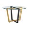 Homeroots 48" Clear And Gold Glass And Iron Sled Base Round Top Dining Table 569432 - alternate 1