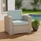 Homeroots 33" Gray Heavy Duty Plastic Outdoor Club Chair With Blue Cushion 565249 - alternate 5