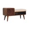 Homeroots 35in Cream and Chestnut Boucle and Solid Wood Upholstered Bench With Cabinet And Shelf 657375 - alternate 8