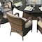 Homeroots Brown Wicker Round Outdoor Fire Pit Dining Set With 8 Chairs 372326 - alternate 4