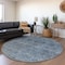 Homeroots 8' Blue And Ivory Round Floral Washable Indoor Outdoor Area Rug 605719 - alternate 6