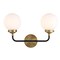 Jonathan Y Caleb 18" 2-Light Contemporary Transitional Iron/Glass LED Vanity Light, Brass Gold/Black/White JYL9057B - alternate 1