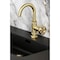 Kingston Brass One-Handle Single-Hole Bathroom Faucet with Deck Plate and Push Pop-Up Drain, Brushed Brass KSD2217RX - alternate 5