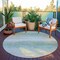 Homeroots 8' Linen Round Striped Washable Indoor Outdoor Area Rug 608481 - alternate 8