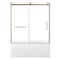 Kingston Brass 60" Acrylic Alcove Left-Hand Drain Tub with Right Sliding Tub Door, White/Brushed Brass KVTAP6032L227 - alternate 1