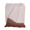 Homeroots 50" X 60" Beige and Brown Woven Cotton Herringbone Throw Blanket with Fringe 548942 - alternate 1