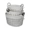 Homeroots Set Of Three Black Oval Wire Baskets with White Fabric Liners and Handles 379831 - alternate 9