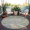 Homeroots 8' Beige Gray And Green Round Floral Washable Indoor Outdoor Area Rug 604062 - alternate 7