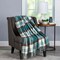 Lavish Home Soft Throw Blanket Oversized, Vintage-Look, and Cashmere-Like Woven Acrylic Throw, Teal/Brown Plaid 66-THROW018 - alternate 1