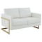 Leisuremod Lincoln Upholstered Leather Loveseat with Gold Frame, White LA55W-L - alternate 1