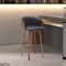 Homeroots 30" Black And Wood Brown Faux Leather Swivel Bar Height Bar Chair 534423 - alternate 8