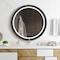 Fab Glass And Mirror Round LED Mirror for Bathroom, Black Metal Frame, 28in, Tempered, Glass, Wall Mirror HC28RD-FB - alternate 7