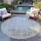 Homeroots 8' Chocolate Round Damask Washable Indoor Outdoor Area Rug 607688 - alternate 9