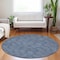 Homeroots 8' Navy Blue And Ivory Round Geometric Washable Indoor Outdoor Area Rug 602385 - alternate 6