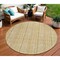 Homeroots 8' Wheat Gold And Gray Round Striped Washable Indoor Outdoor Area Rug 615106 - alternate 1
