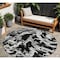 Homeroots 8' Black And Gray Round Abstract Washable Indoor Outdoor Area Rug 600068 - alternate 1