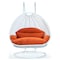 Leisuremod White Wicker Hanging 2 person Egg Swing Chair with Orange Cushions ESCW-57OR - alternate 1