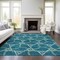 Homeroots 5' X 8' Teal Blue And Beige Geometric Washable Indoor Outdoor Area Rug 613525 - alternate 7