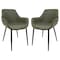Leisuremod Markley Modern Leather Dining Arm Chair with Metal Legs, Olive Green, 2PK EC26G2 - alternate 1