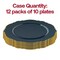 Smarty Had A Party 7.5" Navy with Gold Rim Round Blossom Disposable Plastic Appetizer/Salad Plates (120 Plates), 120PK 4847NG-CASE - alternate 10