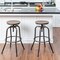 Homeroots Set of Two Walnut and Black Wood and Iron Backless Adjustable Height Swivel Bar Chairs 610391 - alternate 9