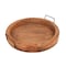Homeroots 15in Natural Solid Wood Handmade Round Serving Tray With Handles 724230 - alternate 1
