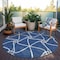 Homeroots 8' Blue And Ivory Round Geometric Washable Indoor Outdoor Area Rug 612865 - alternate 8