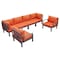Leisuremod Hamilton 6-Piece Aluminum Patio Conversation Set with Cushions, Orange HSBL-6OR - alternate 1