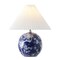 Jonathan Y Shishen 19.5" Cottage Classic Chinoiserie Ceramic Orb LED Table Lamp with Pleated Shade, Navy/White JYL5056C - alternate 1