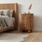 Homeroots 23" Oak Solid Wood Round Ribbed Texture Three Drawer Nightstand 722521 - alternate 3