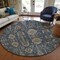 Homeroots 8' Navy Blue Beige And Taupe Round Oriental Washable Indoor Outdoor Area Rug 582100 - alternate 8