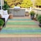 Homeroots 8' X 10' Artichoke Green Peach And Teal Blue Striped Washable Indoor Outdoor Area Rug 631194 - alternate 6