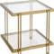 Homeroots 22" Brass And Clear Glass And Steel Square End Table With Shelf 544195 - alternate 7