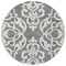 Homeroots 8' Gray And Ivory Round Damask Washable Indoor Outdoor Area Rug 614433 - alternate 7