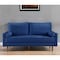 Homeroots 69" Blue Velvet Sofa And Toss Pillows With Dark Brown Legs 543706 - alternate 1