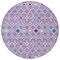 Homeroots 8' Lavender Ivory And Blue Round Geometric Washable Indoor Outdoor Area Rug 612198 - alternate 7