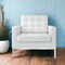 Homeroots 31" White and Silver Italian Leather Tufted Club Chair 520659 - alternate 9