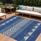 Homeroots 8' X 10' Navy Blue Ivory And Beige Southwestern Washable Indoor Outdoor Area Rug 613930 - alternate 1