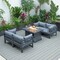 Leisuremod Chelsea 5-Piece Sectional Loveseat and Fireplace Set Black Aluminum with Blue Cushions CSFCBL-4BU - alternate 9