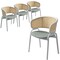 Leisuremod Ervilla Dining Arm Chair with Leather Seat and White Steel Base in Black, 4PK ECW-20GR-L4 - alternate 1